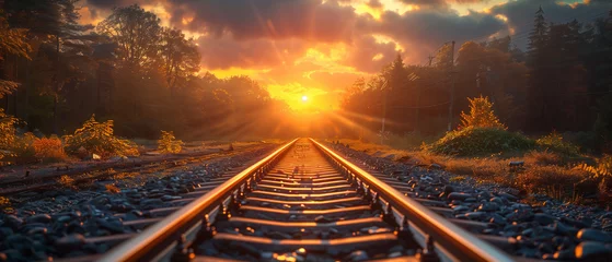 Foto op Canvas railway in the morning or in the sunset © Irina