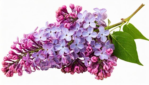 branch of lilac flowers isolated on background with clipping path transparent background for design in high resolution studio photo