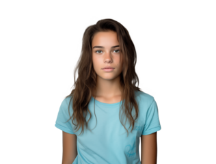 portrait of upset teenager girl, isolated sad young woman