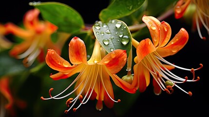 bloom honeysuckle flower - obrazy, fototapety, plakaty