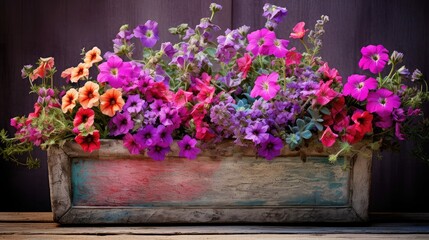 bouquet flowers in planter - obrazy, fototapety, plakaty