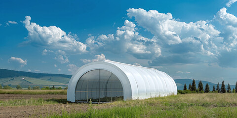 Greenhouse on small farm with plants