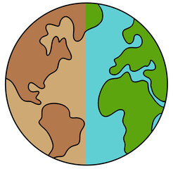Climate Crisis: A stark illustration of the earth, divided to show the impact of climate change, symbolizing the urgency of global environmental concerns and the need for sustainable solutions.