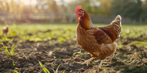 Fototapeta premium Poultry at chicken farm