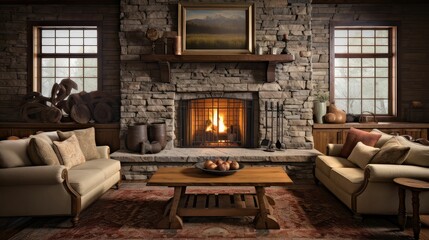 home fireplace wall - obrazy, fototapety, plakaty