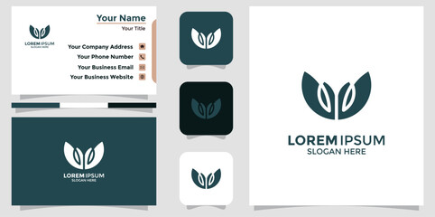 Abstract elegant flower logo icon and business card