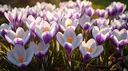 Foto op Aluminium garden crocus spring flowers © PikePicture