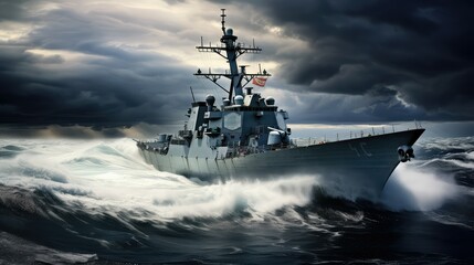 warship us navy destroyer - obrazy, fototapety, plakaty