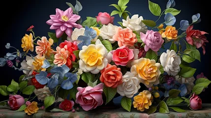 Schilderijen op glas roses bunch of flowers © PikePicture
