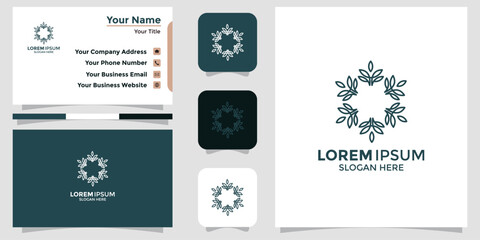 Abstract elegant flower logo icon and business card