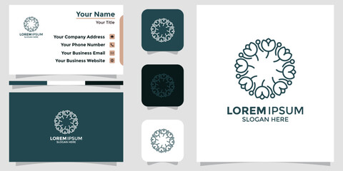 Abstract elegant flower logo icon and business card