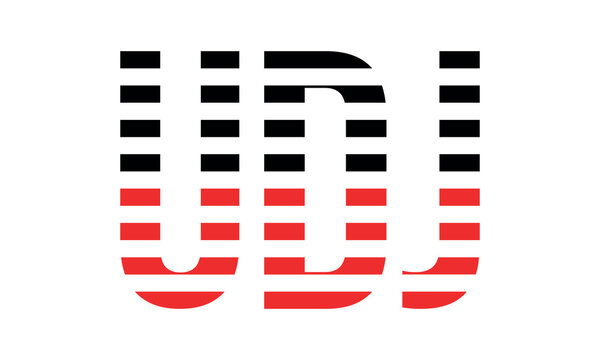 UDJ three initial letter iconic line negative space minimal logo design vector template. monogram, abstract, wordmark, business, typography, minimalist, brand, company, flat, modern, unique, simple