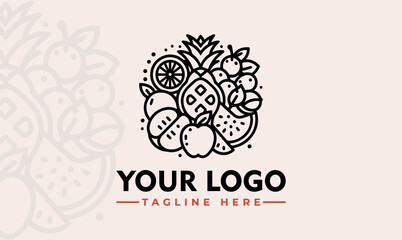 Fresh Fruit Vector Logo Premium Food Branding with Vibrant Fruity Logo Design Organic and Delicious
