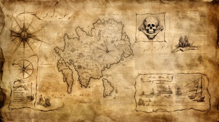 compass pirate treasure map elements