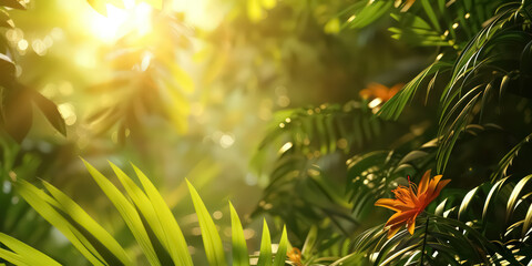 Tropical nature abstract background. Summer and environment concept. Generative ai. - obrazy, fototapety, plakaty