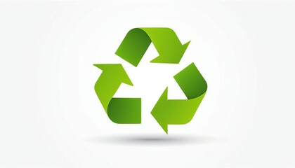 Green Recycle Sign in Flat Style Vector Illustration