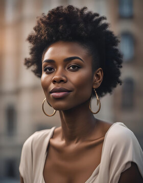 Portrait of a Beautiful African American Woman - Stock Image