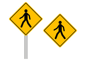 Crosswalk or Pedestrian Crossing Sign. Traffic Sign. Vector Illustration. 