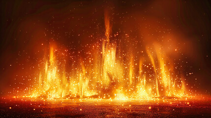 Inferno Dance: Vivid Flames and Sparks Against the Night, Symbolizing Energy and Passion