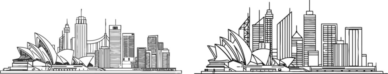 Obraz premium One line style sydney city skyline. Simple modern minimalistic style vector