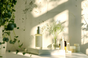 High-quality crop photo of skincare and cosmetics concept with copy space for text.