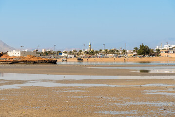 Landscape of the bay of Sur with view of the city, Sultanate of Oman in the Middle East
