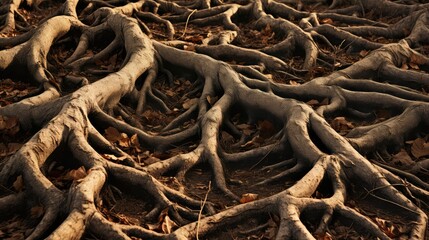 strong oak tree roots