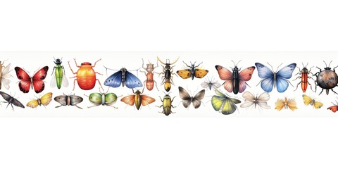 Watercolor draw paint style insect template mock up on canvas paper. Can be used for decoration purpose