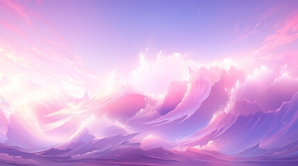 Mesmerizing Pink and Purple Digital Wave Artwork with Enhanced Depth and Texture for Wide-Screen Display