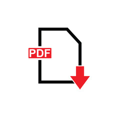PDF format file vector icon. pdf download icon. PDF document download line icon isolated on white background