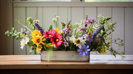 Fototapeta na wymiar country farmhouse flower arrangements