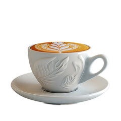 Latte art, Coffee cup isolated on transparent background. Coffee cup beverage, cafe breakfast illustration