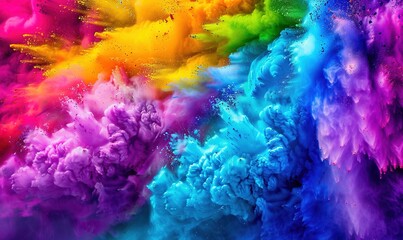 Rainbow blast holi colorful powder explosion, holi festival