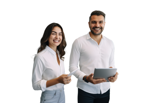 Office managers wear suits and use tablets, while the more positive employees wear jeans and use phones.
 - Powered by Adobe