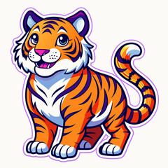 Adorable Tiger Sticker in Kinetic Art Style - Dark Background