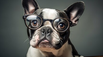 cute dog in glasses