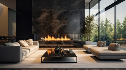 livg fireplace in modern living room