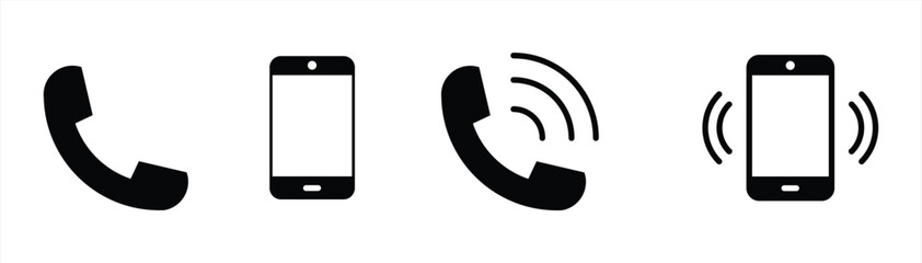 phone icon, ringing phone icon vector illustration - obrazy, fototapety, plakaty