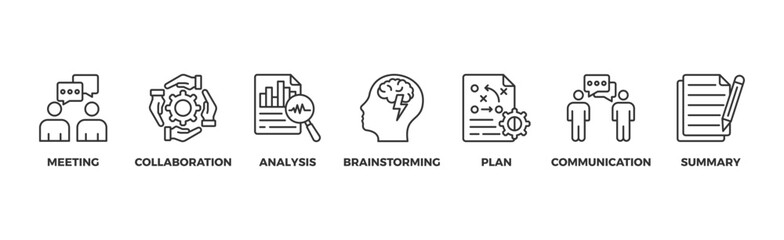 Brief banner web icon vector illustration concept for a briefing of business plan with an icon of meeting, collaboration, analysis, brainstorming, plan, communication, and summary