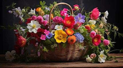 Raamstickers tulips easter basket flowers © PikePicture