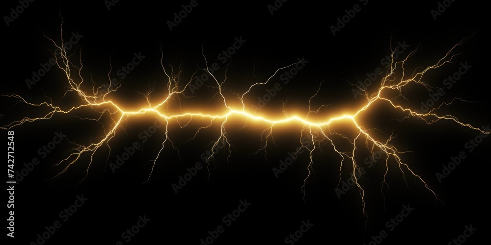 Poster a group of lightning flashes on a black background. suitable for weather-related designs