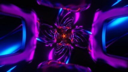 Neon lights twirl rhythmically in a VJ Loop display.