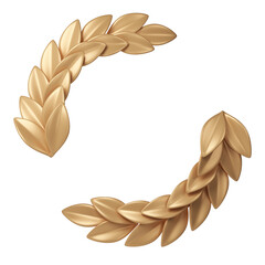 3d rendering gold laurel wreath frame with place for text. Trophy, award, champion victory concept © timonko