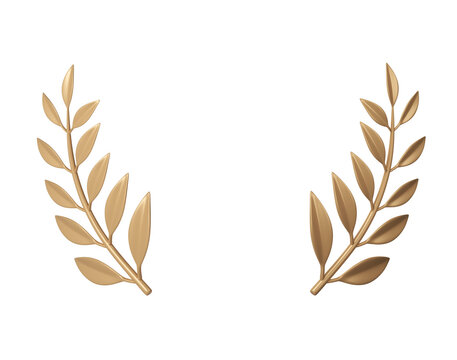 3d rendering golden laurel wreath frame with place for text. Trophy, award, champion victory concept