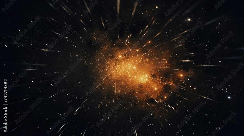 Poster a star burst shining on a dark background, perfect for graphic design projects or abstract backgroun