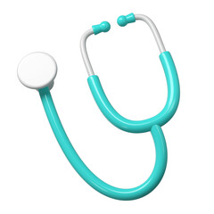 3d turquoise stethoscope icon. Render Illustration medical tool. Symbol concept of healthcare industry