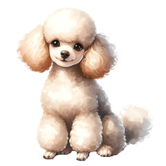 Cute isolated watercolor dog breed clipart of poodle - obrazy, fototapety, plakaty