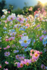beautiful closeup view of colorful flowers in nature garden background