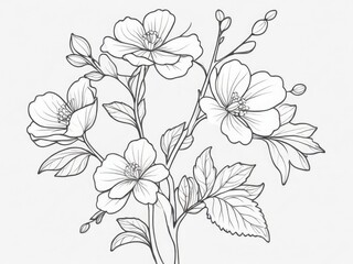 tree branch line floral hand-drawn sketch