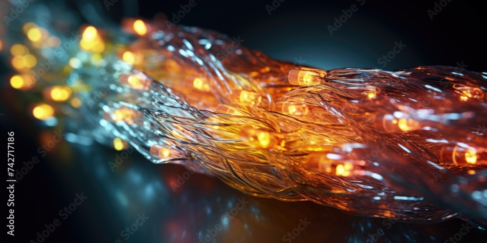 Poster Close up of string lights on a table, great for adding warmth and coziness to any scene